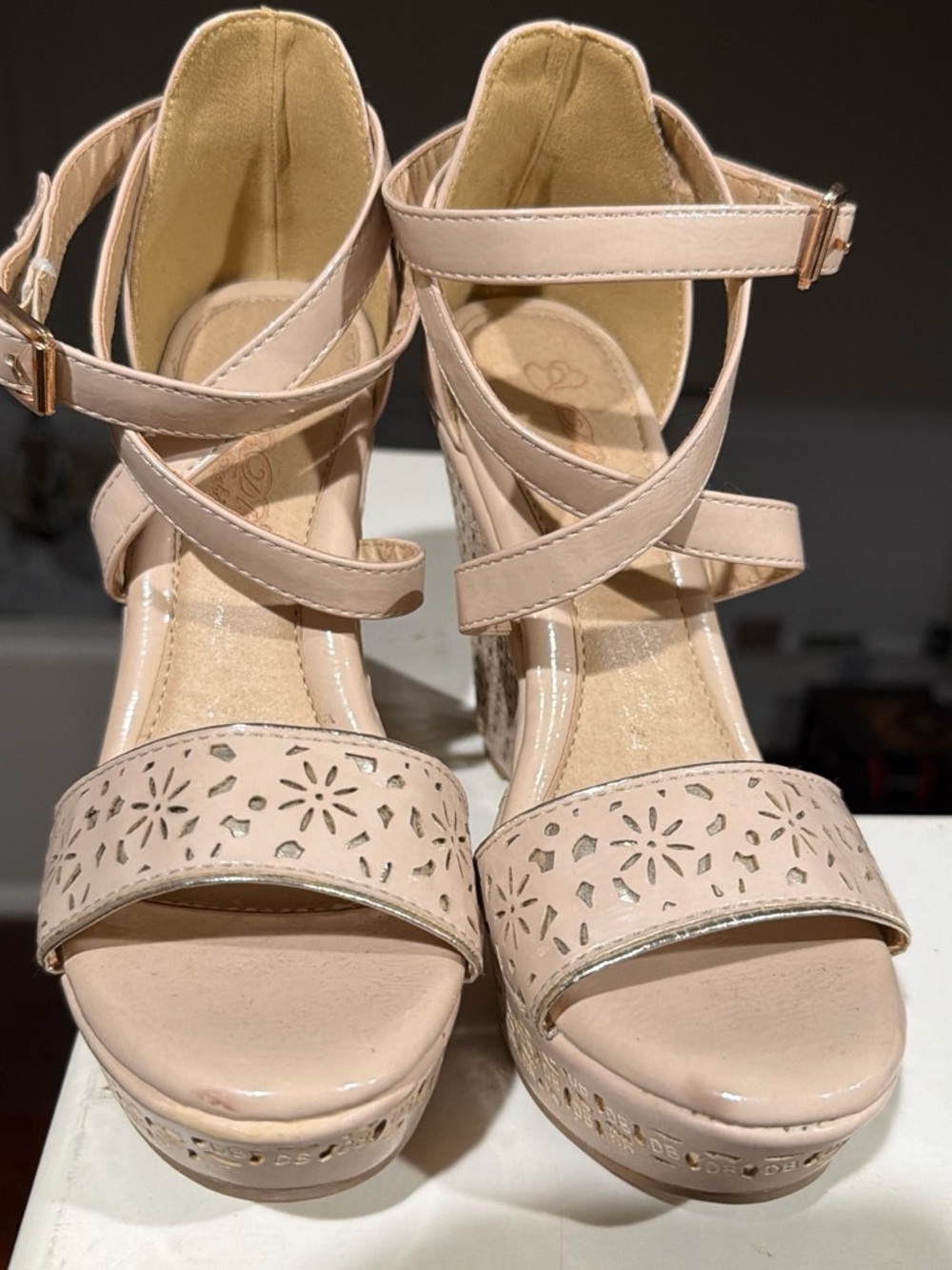 Ankle-Strap Platform Heels in Blush Pink